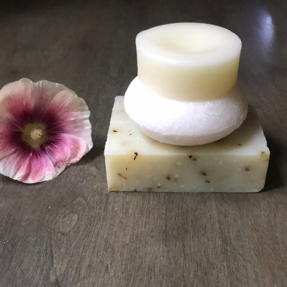 Set of 3 PEPPERMINT CANDY shampoo bar & conditioner bar glycerin cleansing soap - Picture 1 of 6